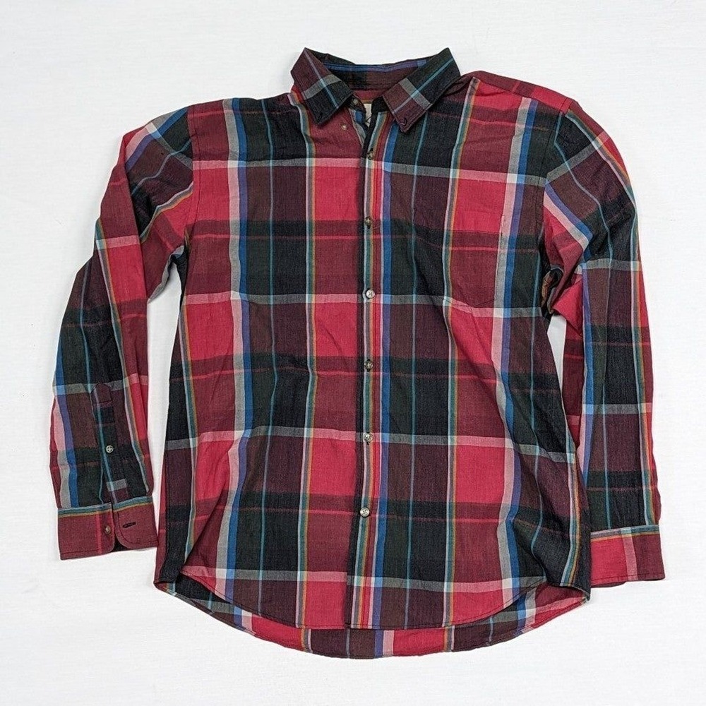 Grunge bella Swan Y2K Plaid Button Front Shirt Cotton Blend Women's Fitted Large
